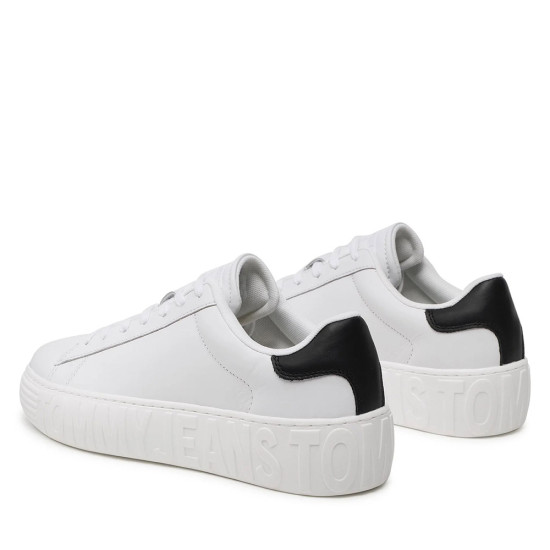 Tommy Hilfiger Monochrome Leather Cupsole Trainers